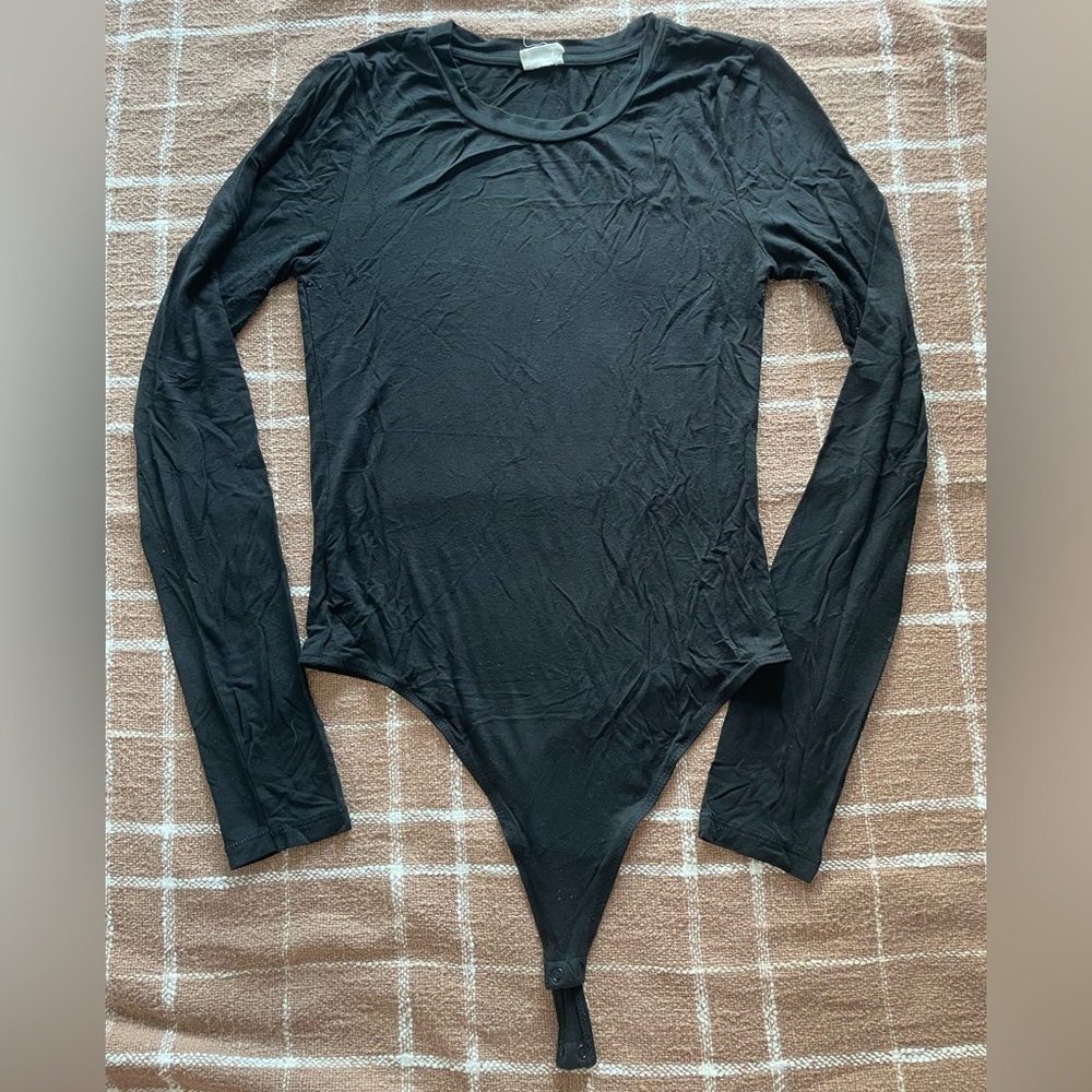 VGUC Wilfred Women’s Black Long Sleeve Crewneck Thong Bodysuit Size S